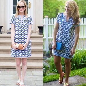 VINEYARD VINES 2Q0498 WHALE TALE TILE STRIPE LINEN COTTON TUNIC SHIFT DRESS
